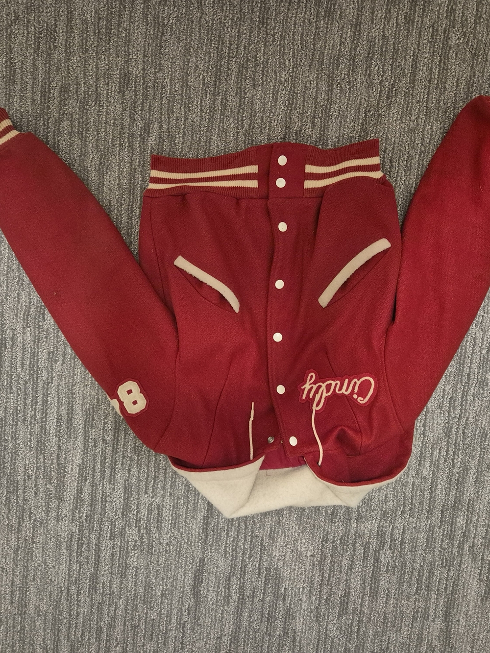 Vintage 1984 Champion Wool Varsity Zipper Split Hood Jacket Bowbells ND Cindy